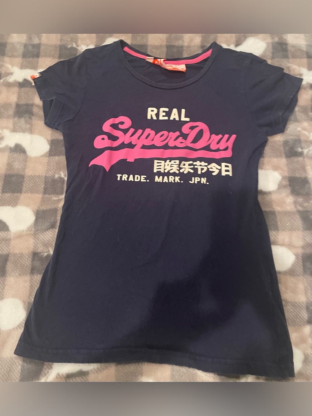 🐨3for$20🐨Superdry Girls Navy Tee with Pink & Cream Logo